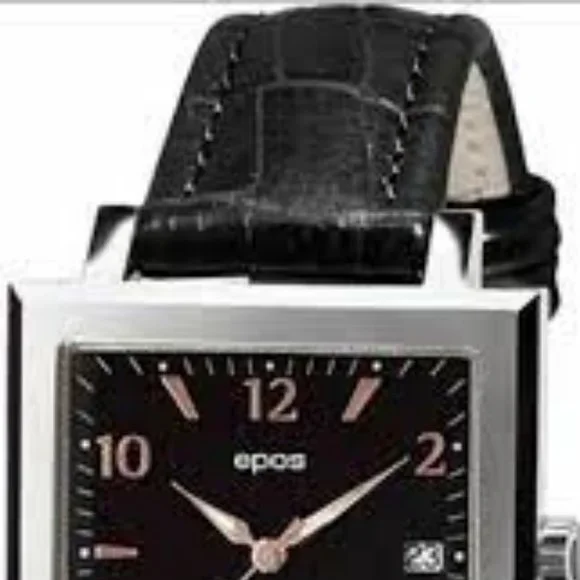 Epos 3376 Swiss Made Square Men 's Automatic Black Leather Watch